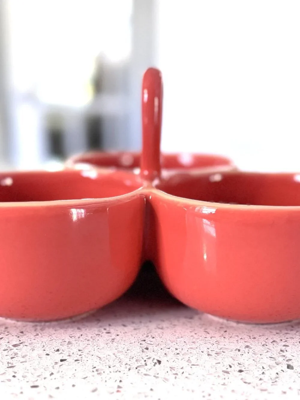 RARE Crate & Barrel Made in Portugal Ceramic 3-Part Appetizer Condiment Server